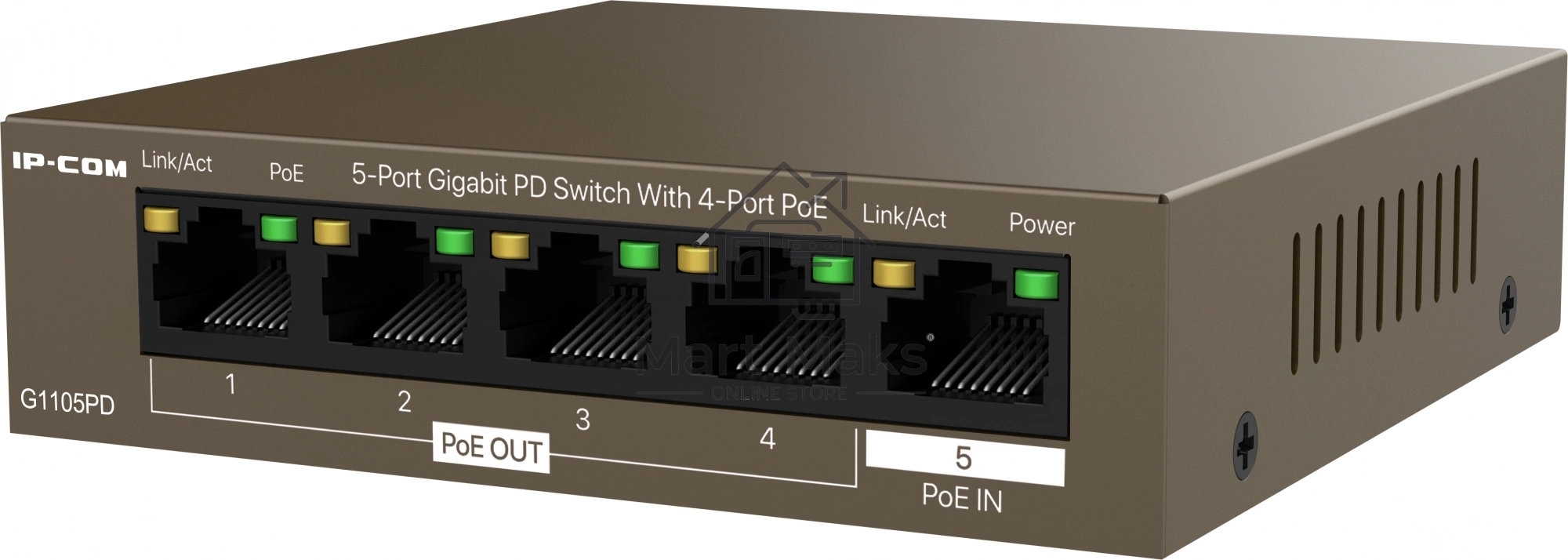 Гигабитный коммутатор IP-COM G1105PD-5-портовый PD с 4 портами PoE