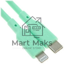 Кабель QUMO, MFI С94, Type-C на MFI Apple 8 pin, силиконовый, 1м, 2,22A, 9V, 20W, PD (зеленый)
