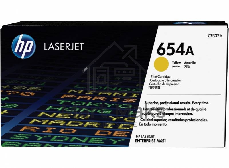 Тонер Картридж HP 654A CF332A желтый для HP CLJ Ent M651n/M651dn/M651xh/M680dn/M680f (15000стр.)