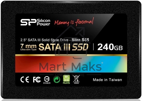 Накопитель SSD SiliconPower Slim S55, 240Gb, SATA, 2.5