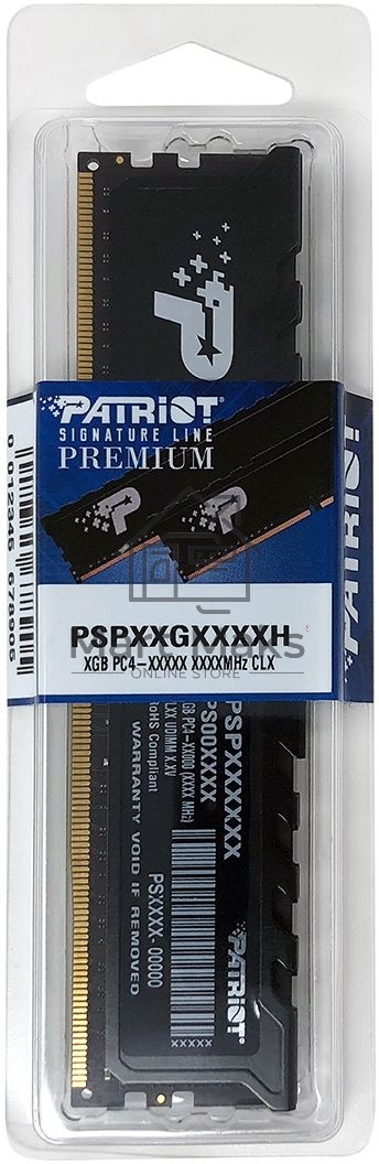 Оперативная память Patriot Signature Premium, DDR4, 16GB (1x16 GB), 3200 MHz, CL22, DIMM, радиатор, черный