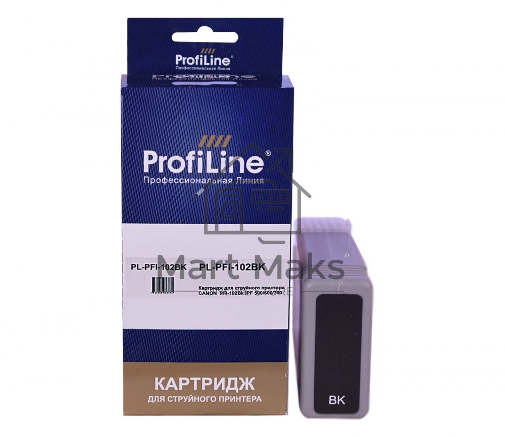Струйный картридж ProfiLine PL-PFI-102BK для принтеров Canon IPF510/IPF605/IPF610/IPF650/IPF655/IPF710/IPF750/IPF755/IPF760/IPF765 с чернилами Black