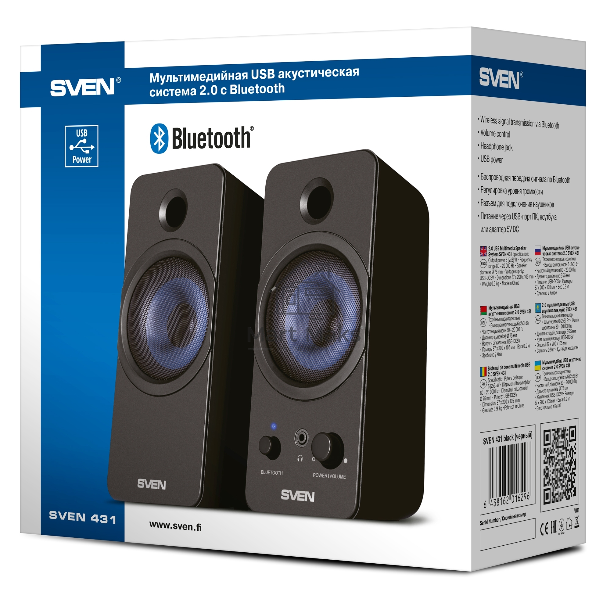 Колонки SVEN АС SVEN 431, черный (6 Вт, питание USB, Bluetooth)