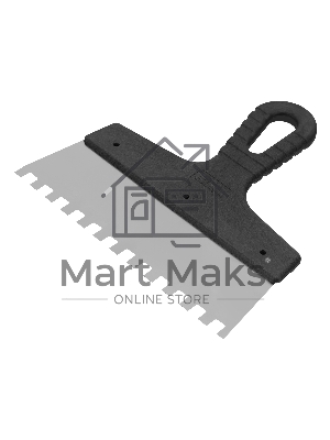 Шпатель из нержавеющей стали Сибртех 200 мм, зуб 8х8 мм, пластмассовая рукоятка