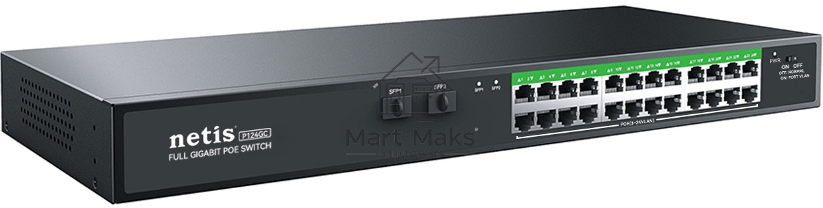 Коммутатор NETIS 24PORT 10/1000M POE 2 SFP COMBO P124GC