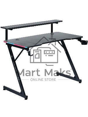 Стол игровой Defender Adamant полка,подвесы,черный,МДФ,RGB