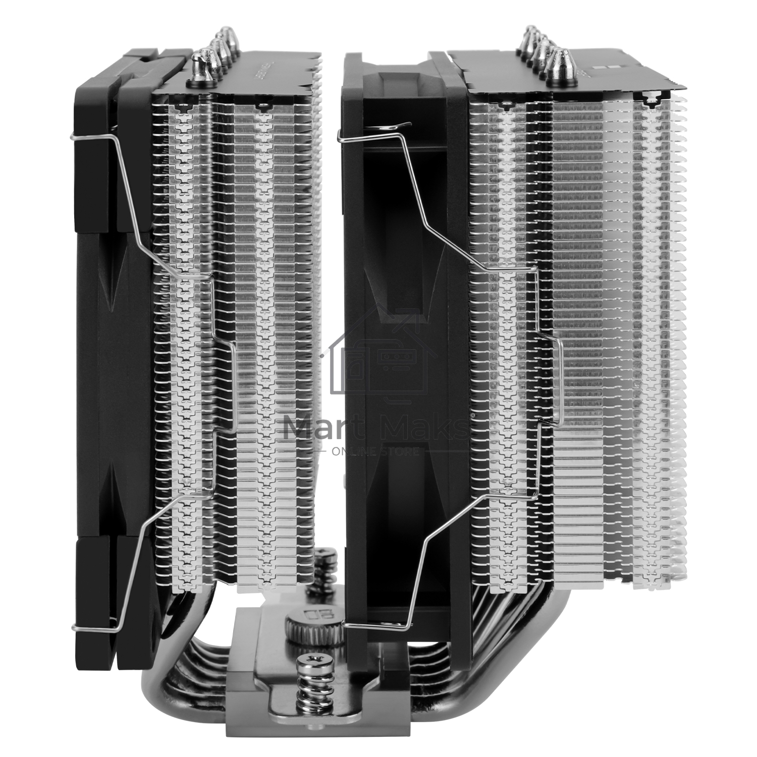 Кулер для процессора Thermalright Royal Knight 120 SE (4-pin PWM, 155mm, Ni/Cu, 6x6mm, 2x120mm, 66.17CFM/59CFM, 25.6dBA/26.1dBA, 1500RPM/1800RPM, S: 1200, 1700, 1851, 115X, AM4, AM5, silver, black)