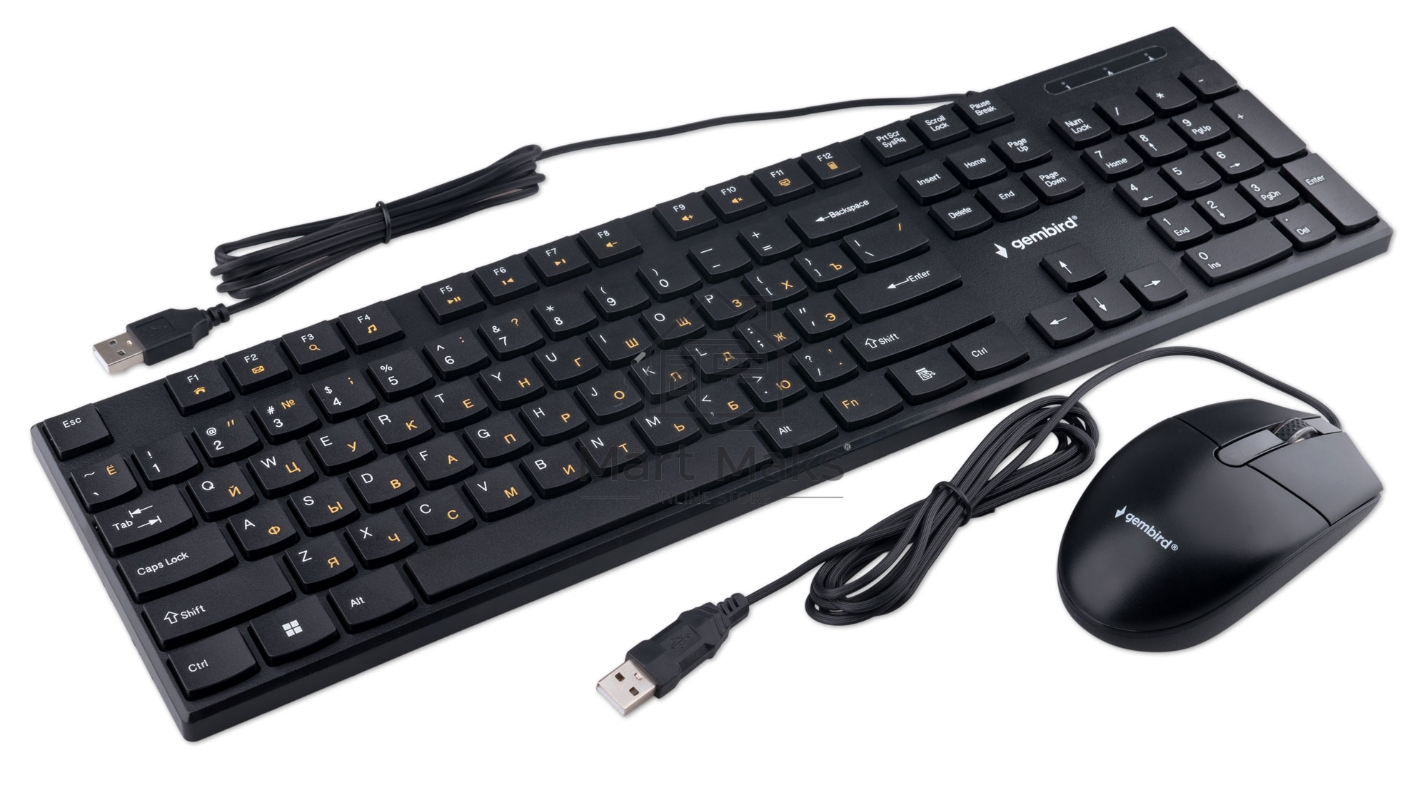 Комплект клавиатура + мышь проводной клавиатура+мышь Gembird KBS-9050L, 104кл+3кн, 12Fn, 1000 DPI, 1.8м, черный