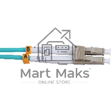 Патч-корд оптический Cabeus Tight Buffer, Duplex LC/SC, OM3 50/125, LSZH, 10м, Ø 3мм, серый хвостовик, бирюзовый