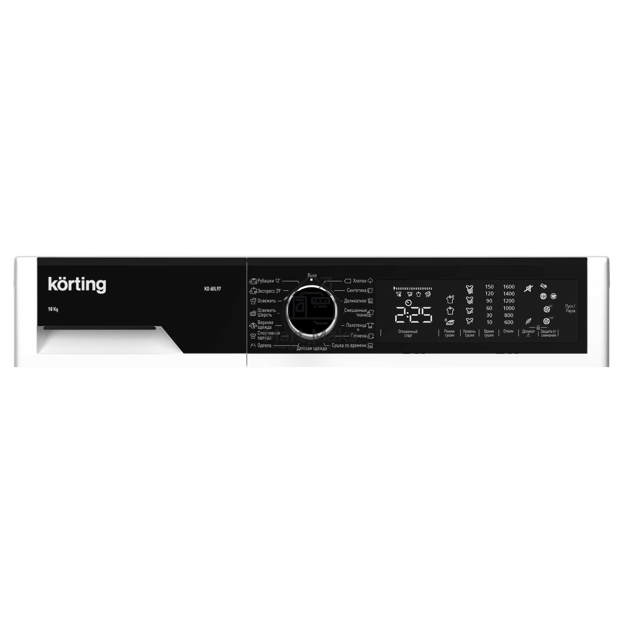 Сушильная машина Korting KD 60L97 белый, 10 кг, сушка - конденсационная, программ - 15, 59.6 x 84.5 x 63.9 см