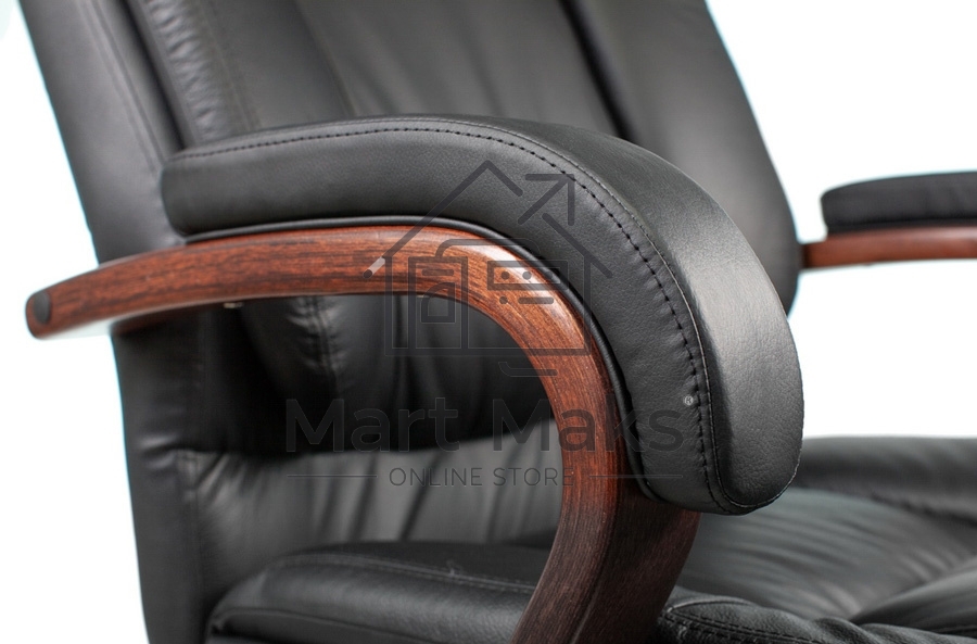 Кресло руководителя Бюрократ T-9925WALNUT/BLACK черный, кожа, крестовина дерево