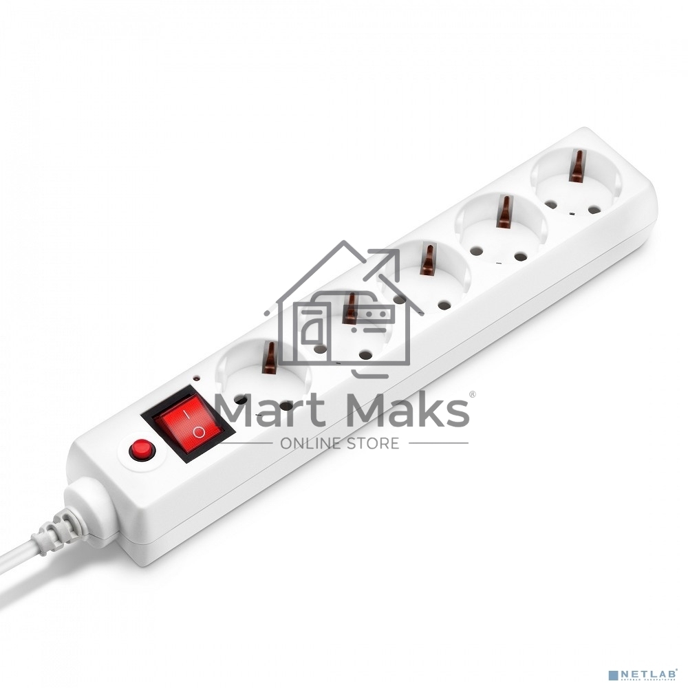 Сетевой фильтр Buro 500SH-1.8-UPS-W 1.8м (5 розеток) белый (коробка)