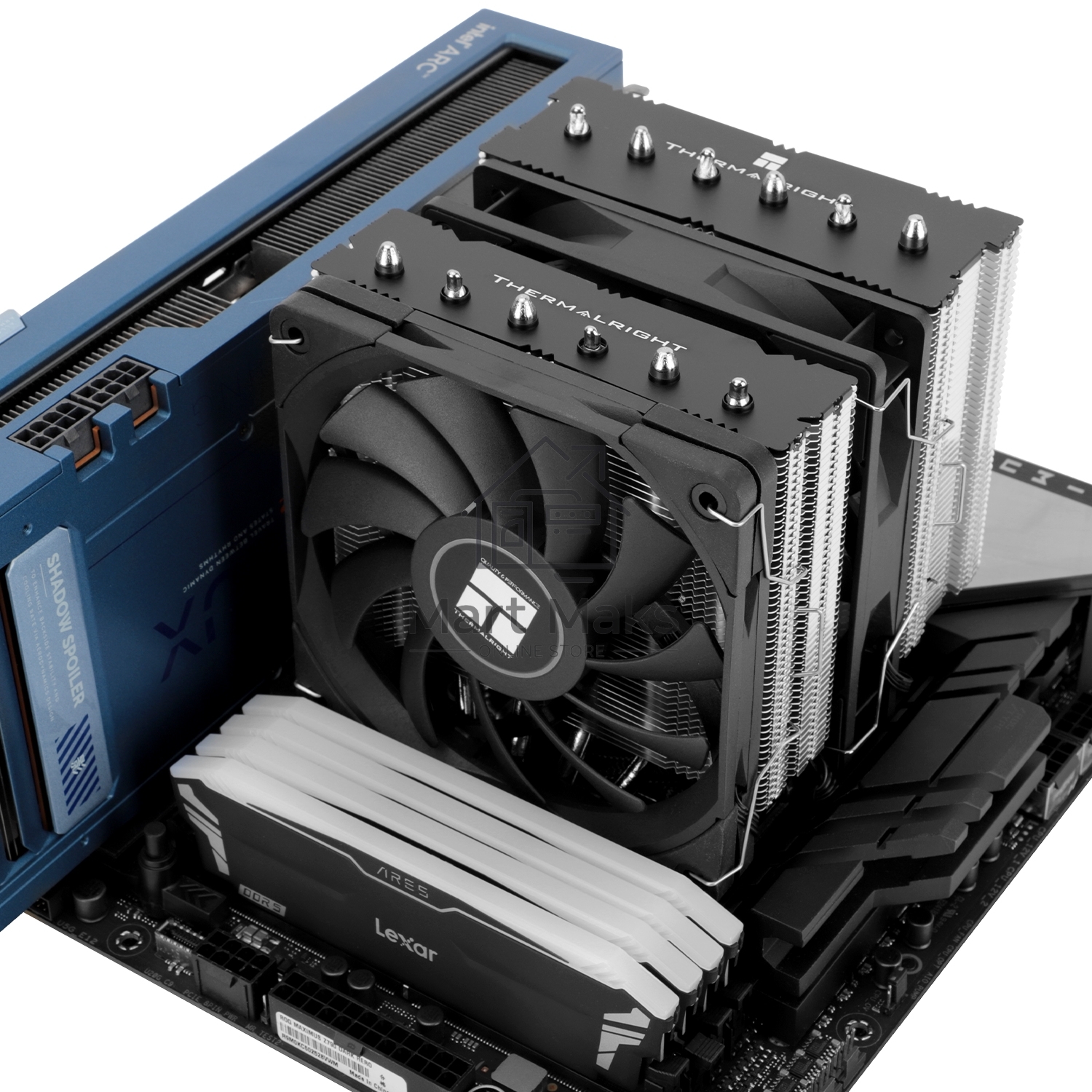 Кулер для процессора Thermalright Royal Knight 120 SE (4-pin PWM, 155mm, Ni/Cu, 6x6mm, 2x120mm, 66.17CFM/59CFM, 25.6dBA/26.1dBA, 1500RPM/1800RPM, S: 1200, 1700, 1851, 115X, AM4, AM5, silver, black)