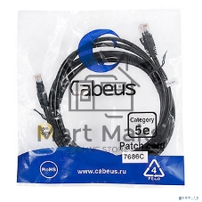 Шнур коммутационный Cabeus, Cat.5e, неэкр., U/UTP, RJ45/RJ45, PVC, AWG24, 3м, черный