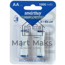 Аккумулятор Smartbuy AA/2BL 1000 mAh (24/240) (SBBR-2A02BL1000) (2шт. в уп-ке)