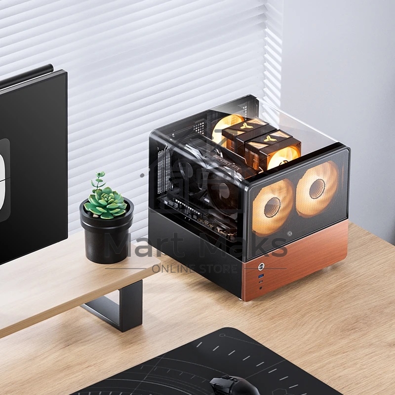 Корпус без блока питания JONSBO V12, Mini-Tower, TG, 2x120mm, 1xUSB-A 3.0 + 1xUSB-C 3.2, mATX, mITX Black