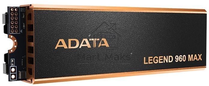 Накопитель SSD ADATA LEGEND 960 MAX, 1Tb, PCIe 4.0 x4, M.2 2280, NVMe, R/W 7400/6000, с радиатором