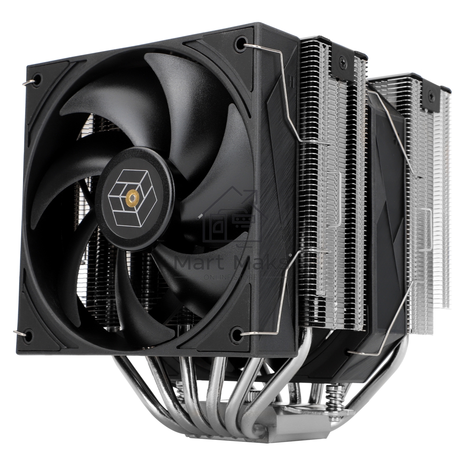 Кулер для процессора Thermalright Royal Pretor 130 (4-pin PWM, 158mm, Ni/Cu, 6x6mm, 1x120+1x130mm, 80.45CFM/81.88CFM, 29.4dBA/28.3dBA, 2150PM/1750RPM, S: 1200, 1700, 1851, 2011, 2066, 115X, AM4, AM5, silver, black)