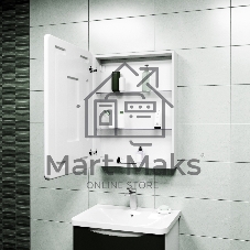 Зеркальный шкаф Bau Stil 60х80, LED подсветка, сенсор, плавное закрывание, оборачиваемый