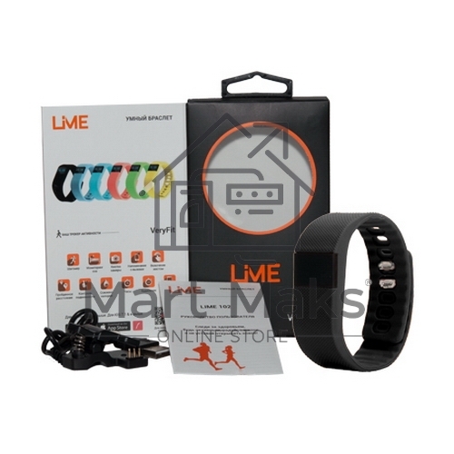 Фитнес-браслет Lime Lime 102 черный Шагомер, Подсчет калорий, Часы, Будильник, черный ремешок (550113)