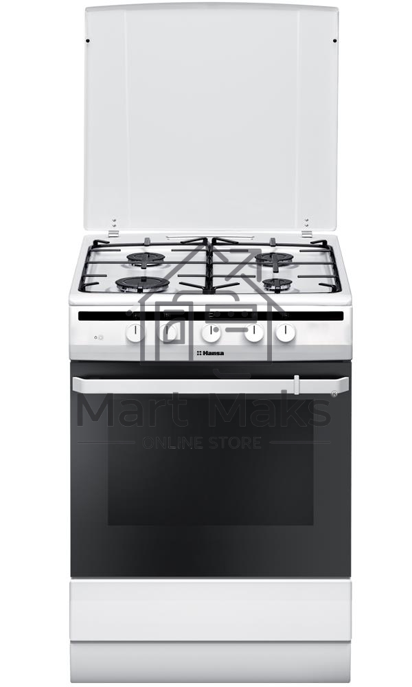 Плита газовая Hansa FCGW61000 белый, конфорок 4 шт, духовка 58 л, 60 см x 85 см x 60 см