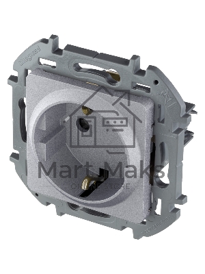 Розетка 2К+З со шторками немецкий стандарт 16А 250В алюминий