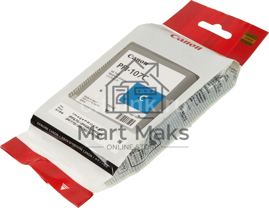 Картридж струйный Canon PFI-107C (6706B001) голубой (130 мл) для Canon iP F680/685/780/785