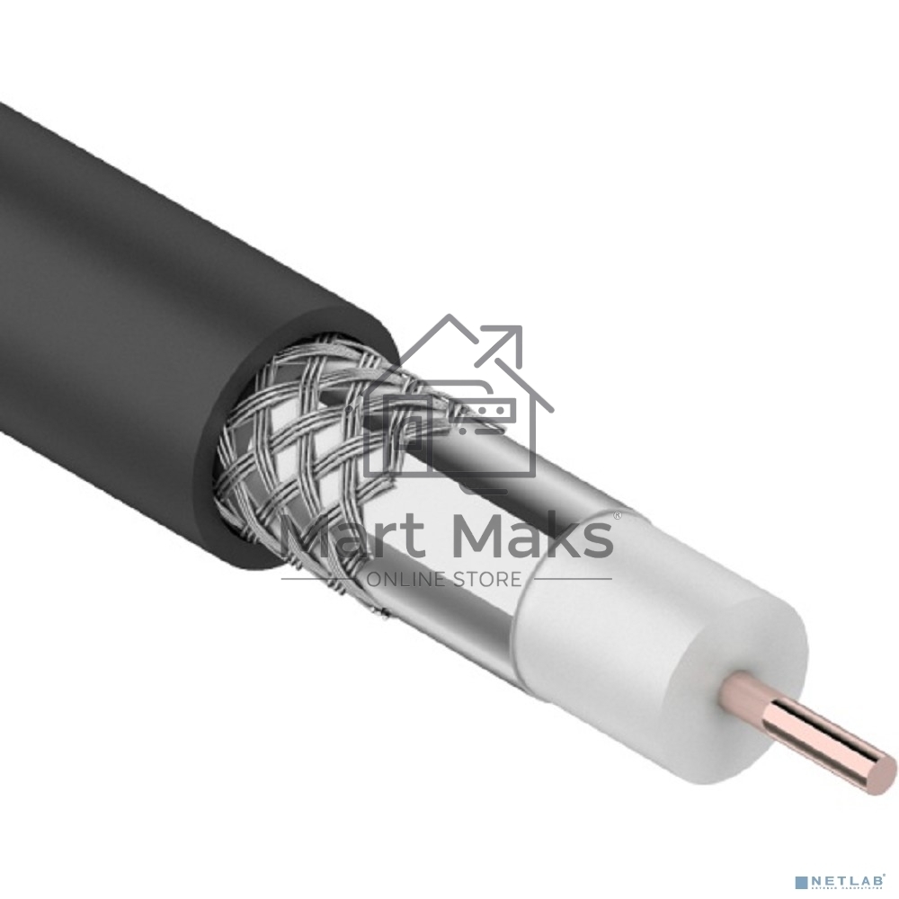 Кабель коаксиальный PROconnect RG-6U, 75 Ом, CCS/Al/Al, 48%, бухта 100 м, черный OUTDOOR