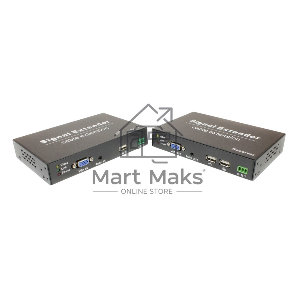 Комплект/ OSNOVO Комплект для передачи VGA, USB, RS232 и аудио по кабелю витой пары до 120м. Максимальное разрешение сигнала до 1920x1080(60Гц). Порты USB предназначены только для подключения клавиатуры и мыши