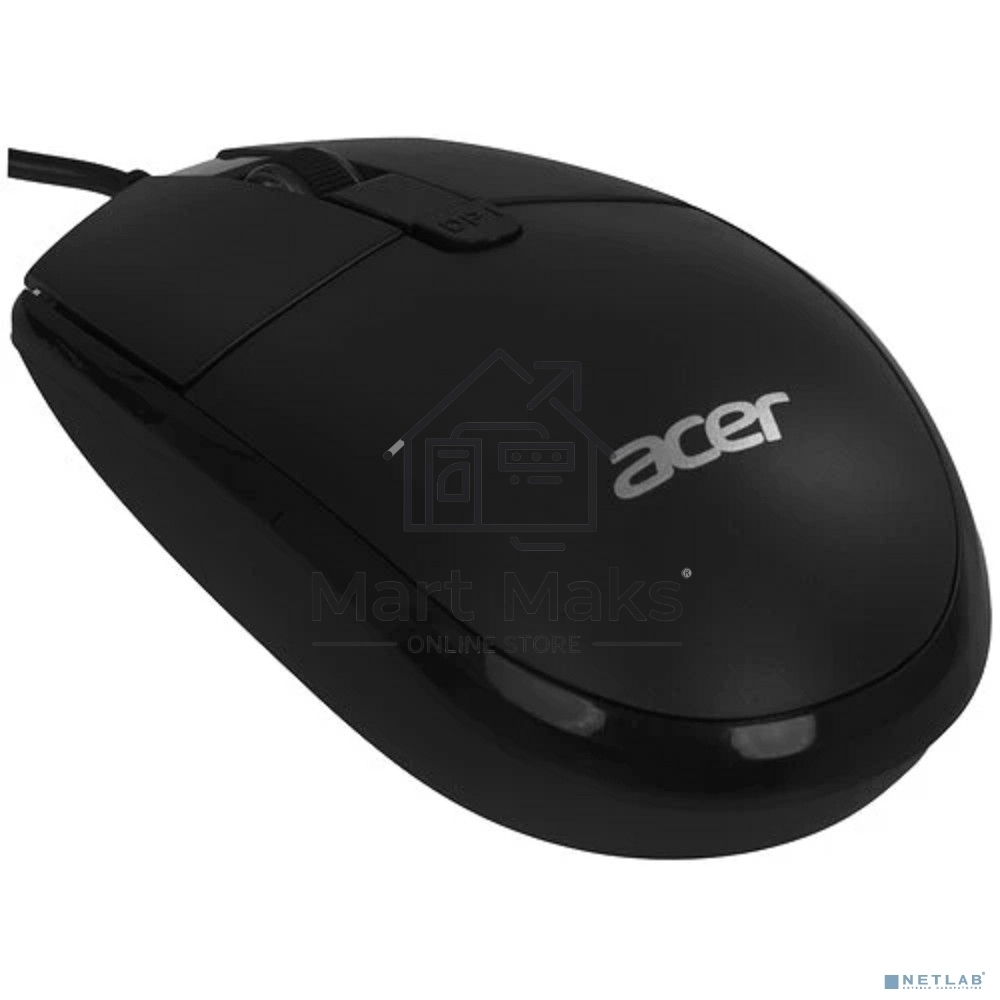 Мышь проводная Acer OMW401 черный, 2000 dpi, USB, кнопки - 4
