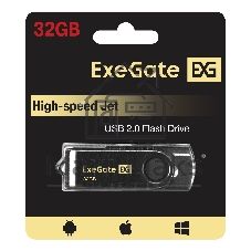 Exegate EX302044RUS USB-флеш накопитель ExeGate Jet 32GB черный (USB2.0, 480Mbps, пластик/металл)