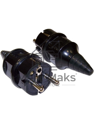 Вилка CEE 7/7 Schuko, 16A, 250V, прямая, разборная, черная