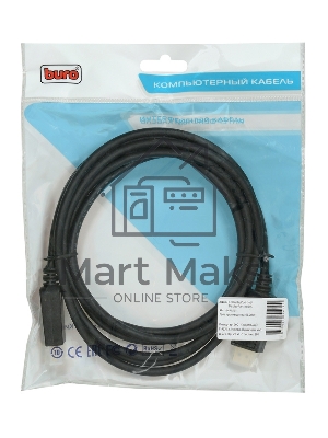 Кабель аудио-видео Buro v 1.2 DisplayPort (m)/DisplayPort (m) 3м. позолоченные контакты черный