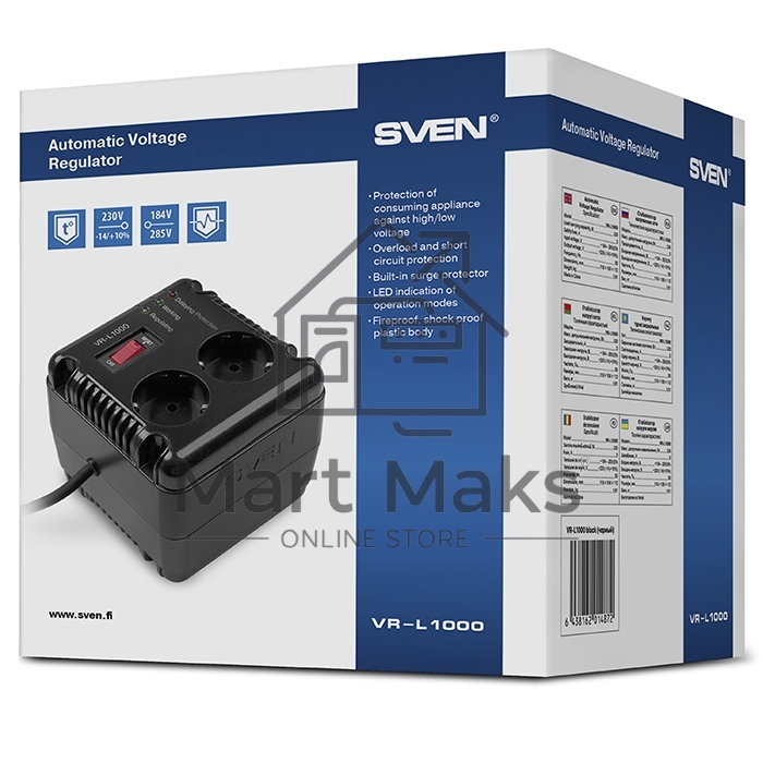 Сетевой фильтр SVEN Стабилизатор напряжения VR-L1000 SV-014872