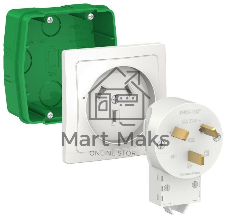 Комплект силовой СП BLANCA 32А 250В монтажная коробка + розетка + вилка бел. SchE BLNSK013231