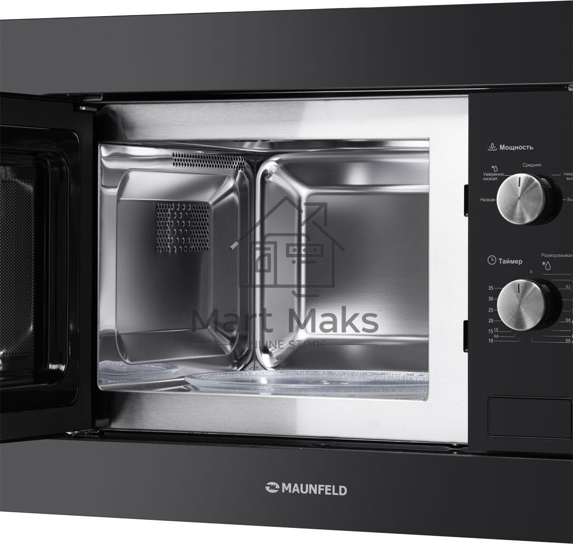 Микроволновая печь встраиваемая Maunfeld MBMO.20.1PGB черный, 20 л, 800 Вт, переключатели - поворотный механизм