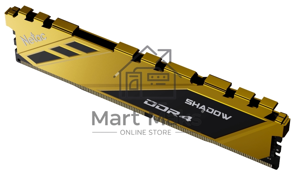Оперативная память NETAC Shadow, DDR4, 16GB (1x16GB), 3200MHz, CL16, DIMM, с радиаторами, желтый