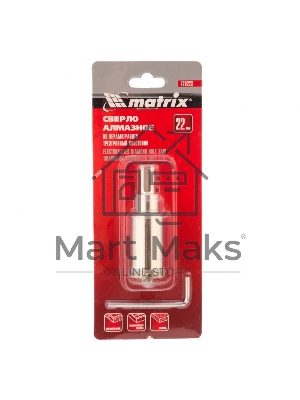 Сверло алмазное Matrix по керамограниту, 22x67 мм, 3-гранный хвостовик