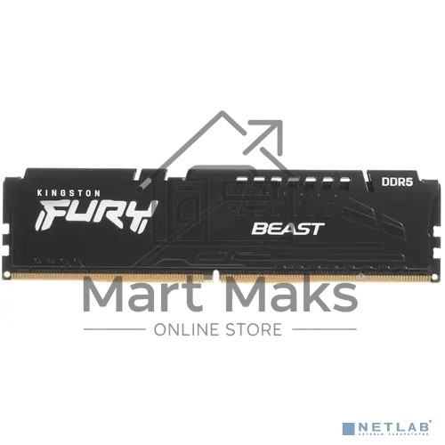 Оперативная память Kingston Fury Beast, DDR5, 16GB (1x16GB), 5600MHz, CL40, DIMM, с радиаторами, черный