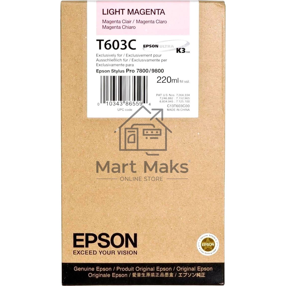 Картридж струйный Epson C13T603C00 светло-пурпурный (220 мл) для Epson St Pro 7800/9800