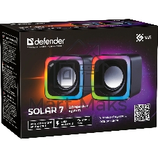 Колонки Defender Solar 7, 2.0, черный 65117