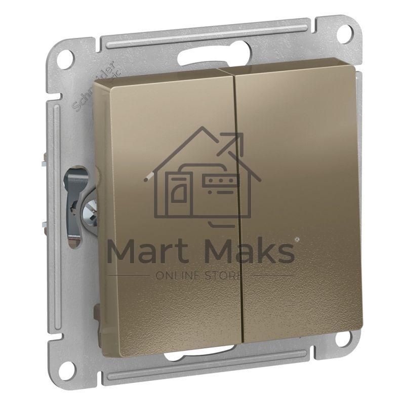 Механизм переключателя проходного 2-кл. СП AtlasDesign 10А IP20 (сх. 6/2) 10AX шампань