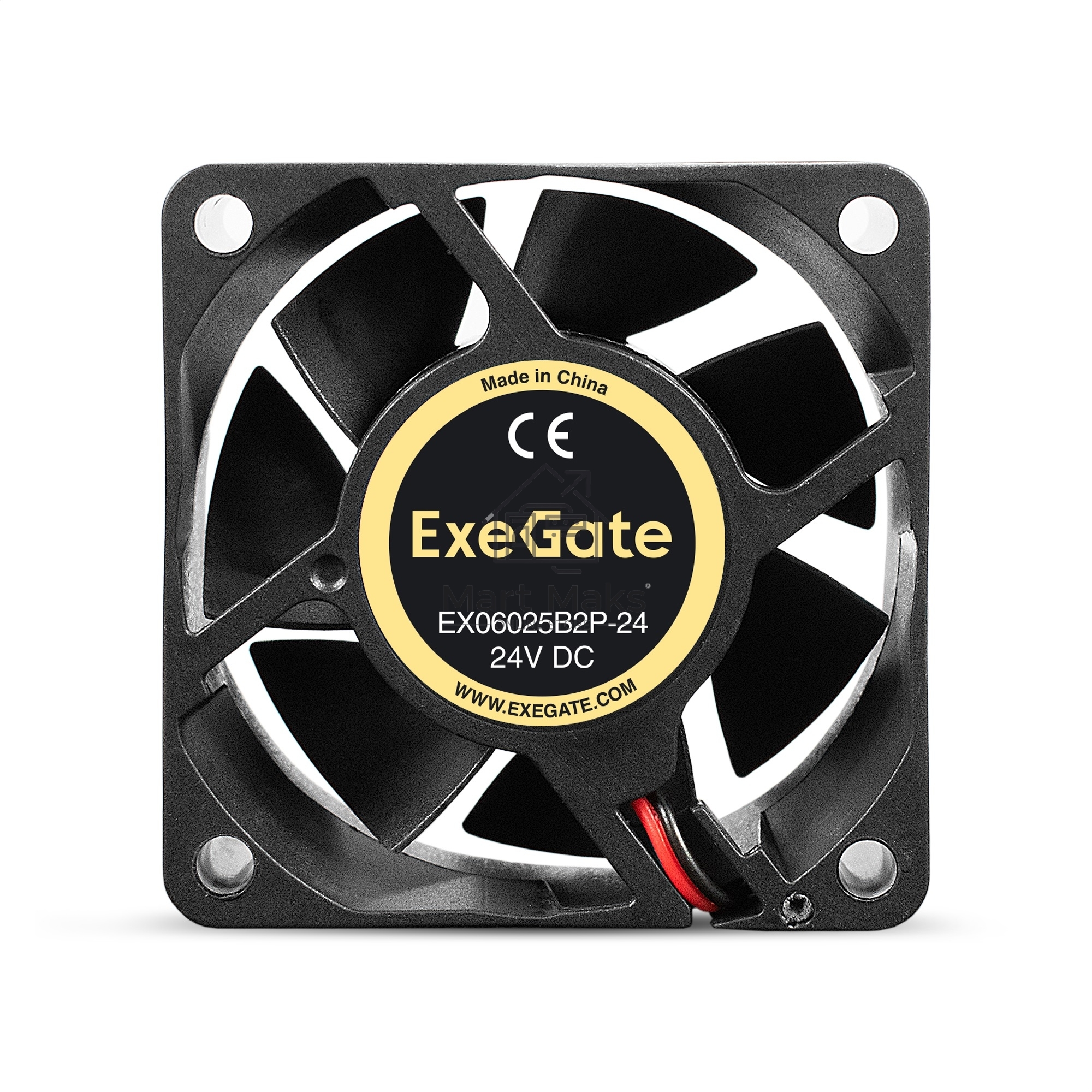 Вентилятор для корпуса ExeGate EX06025B2P-24 черный, 60 мм, 5100 об/мин, 34 дБ, 2 pin