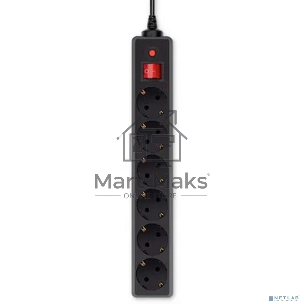 Сетевой фильтр Buro 600SH-3-B 3м (6 розеток) черный (коробка)