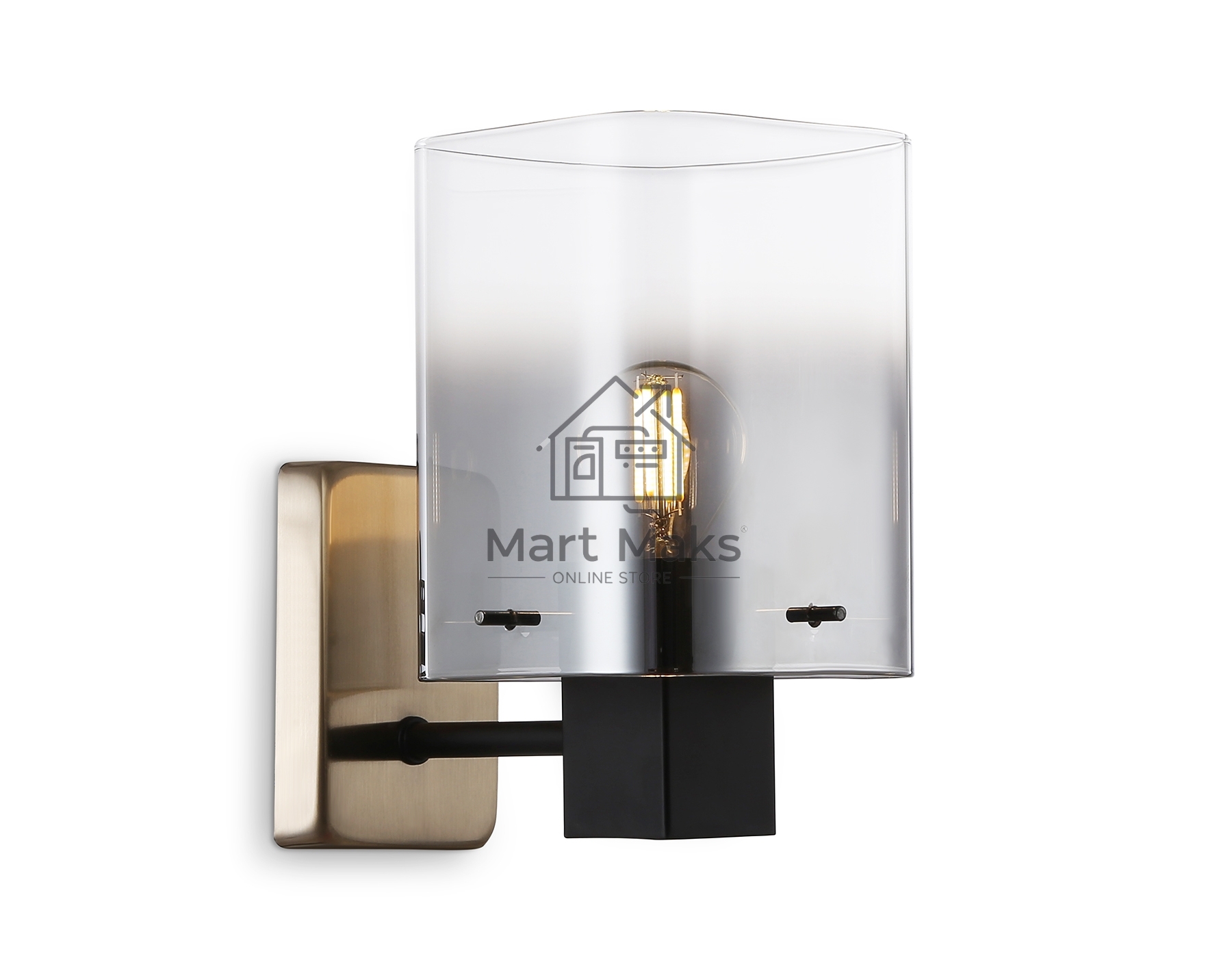 Настенный светильник Ambrella light LH57045 BK/DBS/SM черный/темная латунь/дымчатый E14 max 40W 195*110*185
