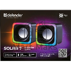 Колонки Defender Solar 7, 2.0, черный 65117