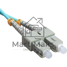 Патч-корд оптический Cabeus Tight Buffer, Duplex LC/SC, OM3 50/125, LSZH, 10м, Ø 3мм, серый хвостовик, бирюзовый