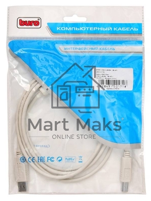 Кабель BuroКабель USB2.0 USB2.0-AM/BM-1.8M-MG A(m)/B(m) (1.8м) феррит.кольца(USB2.0-AM/BM-1.8M-MG)