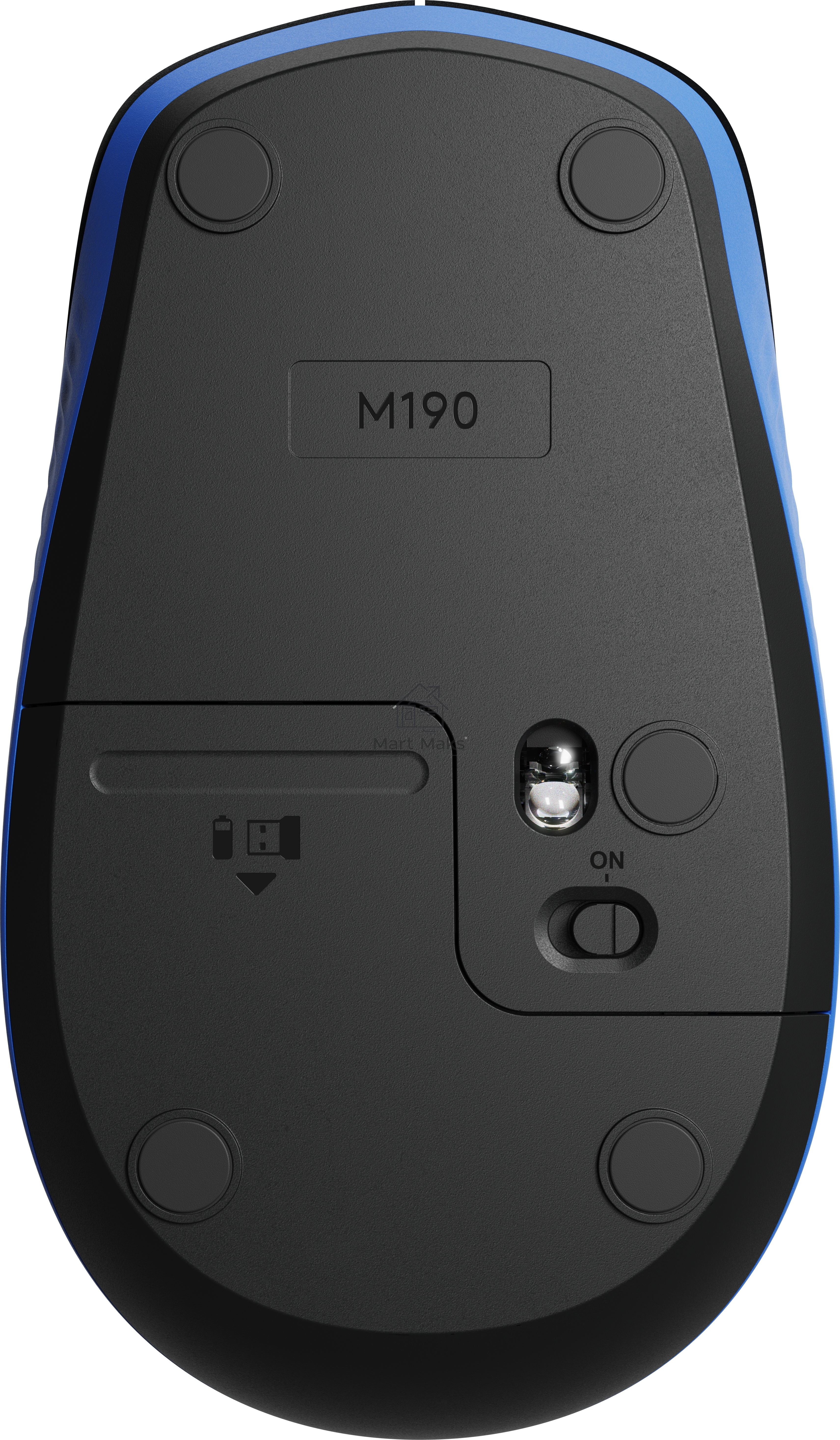 Мышь беспроводная Logitech M190 черный/синий, 1000 dpi, радиоканал, USB, кнопки - 3