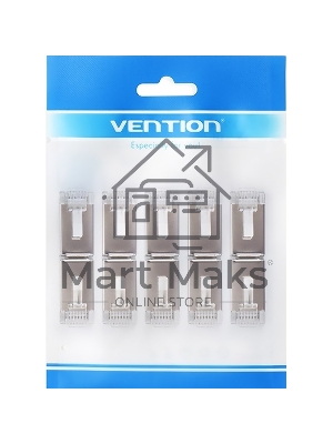 Коннектор Vention RJ45 (8p8c), FTP cat. 5e, под витую пару, экранированный (10шт.)